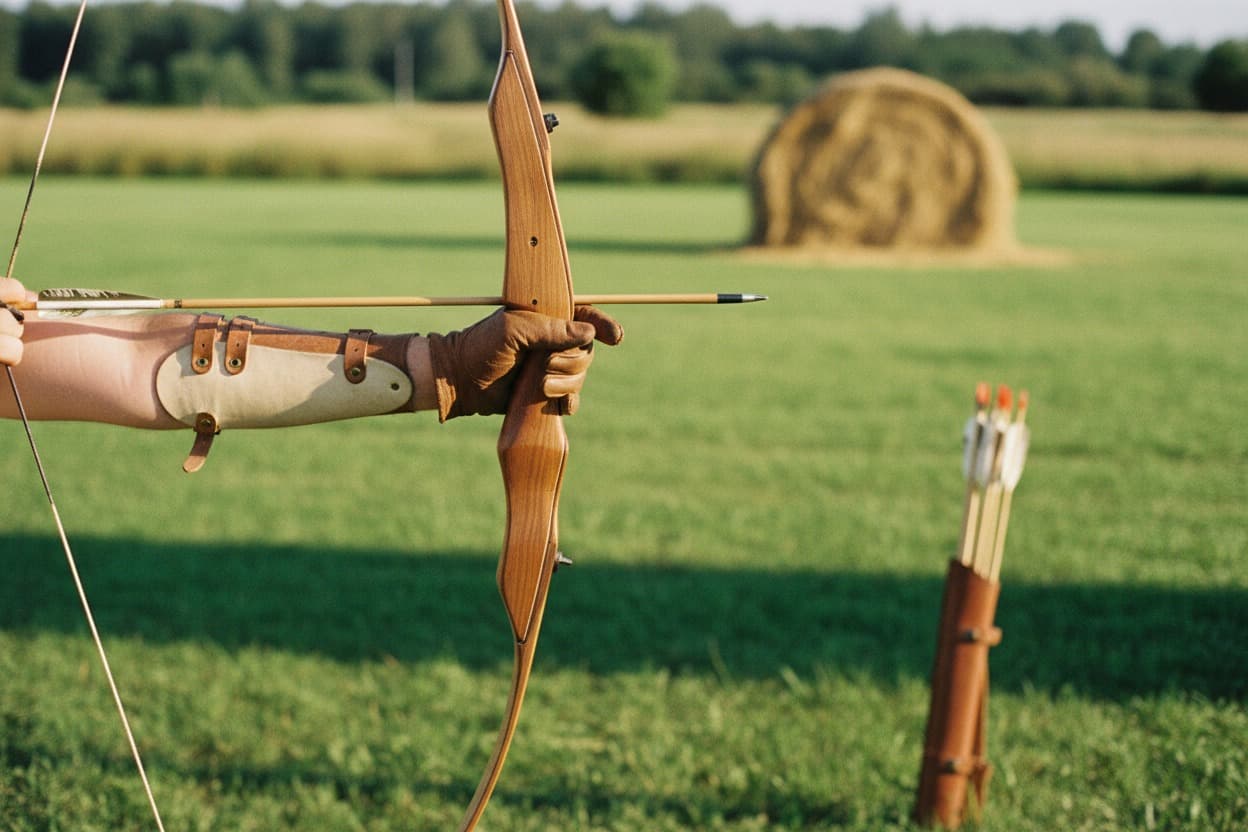 Archery, close crop on hands mid-task