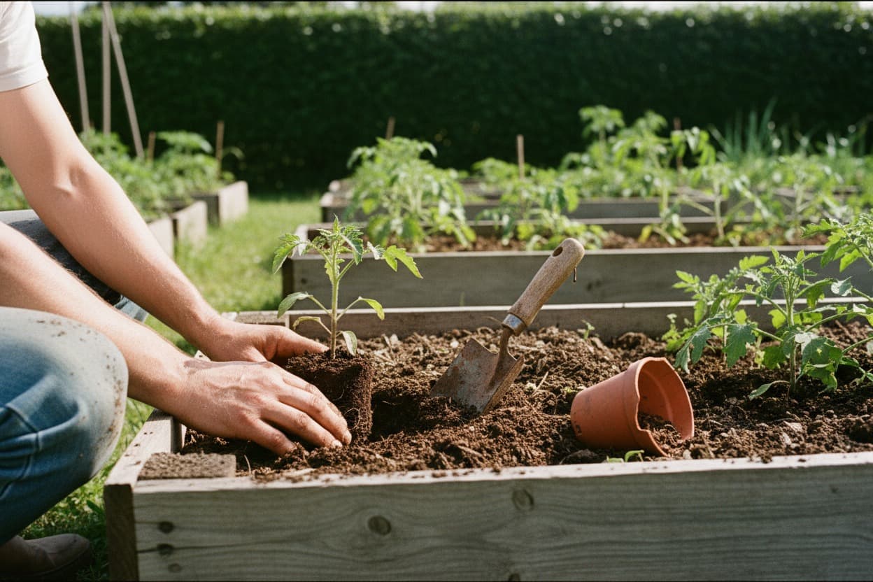 Gardening, close crop on hands mid-task