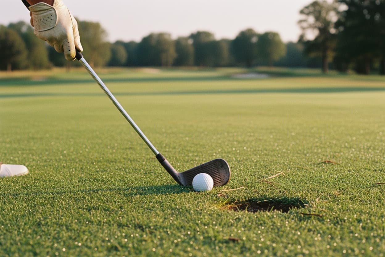 Golf, close crop on hands mid-task