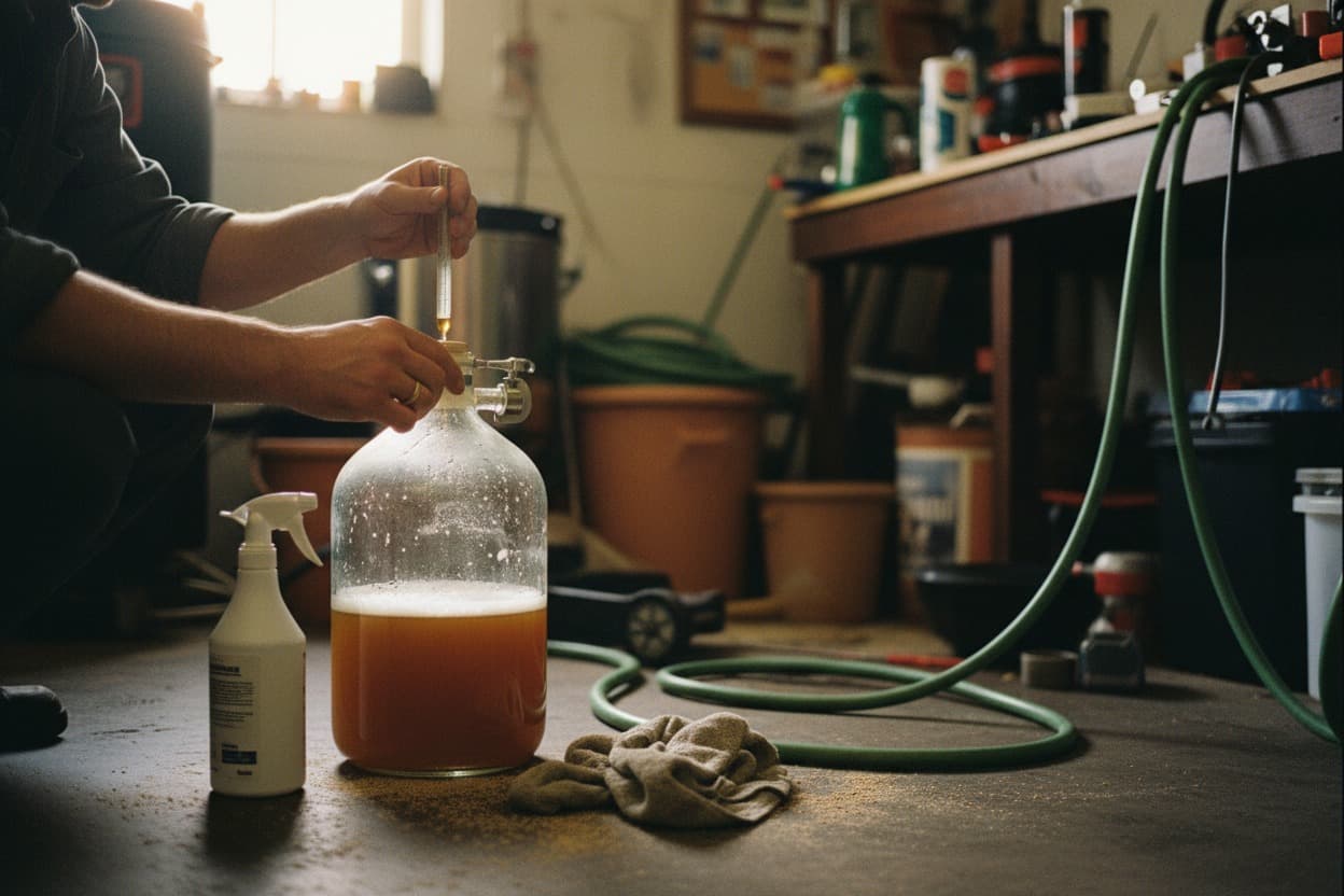 Homebrewing, close crop on hands mid-task
