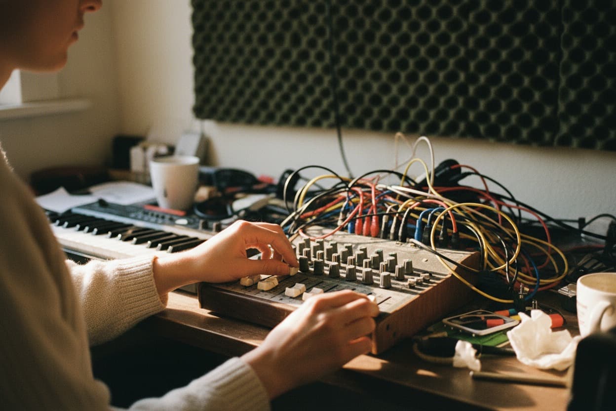 Music Production, close crop on hands mid-task