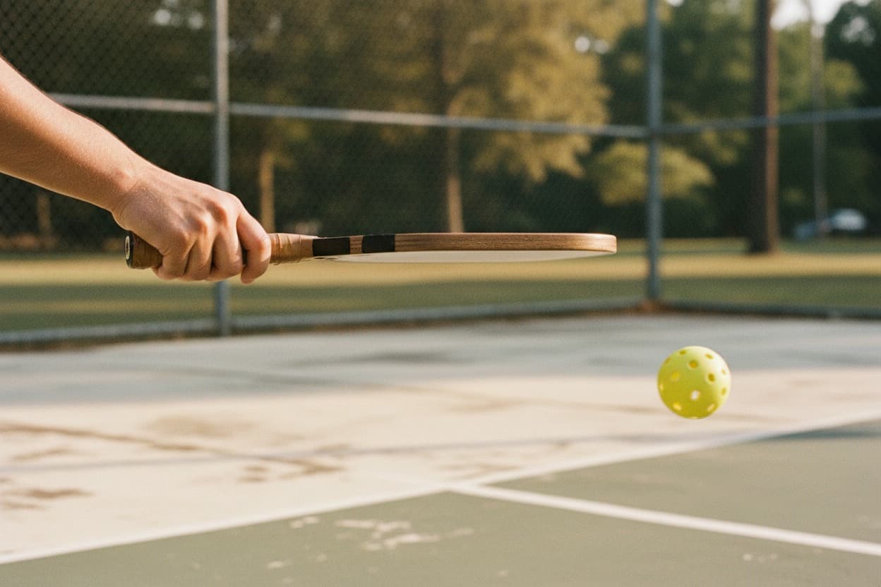 Pickleball, close crop on hands mid-task