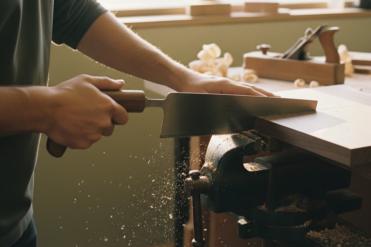 Woodworking, close crop on hands mid-task
